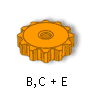B,C + E
